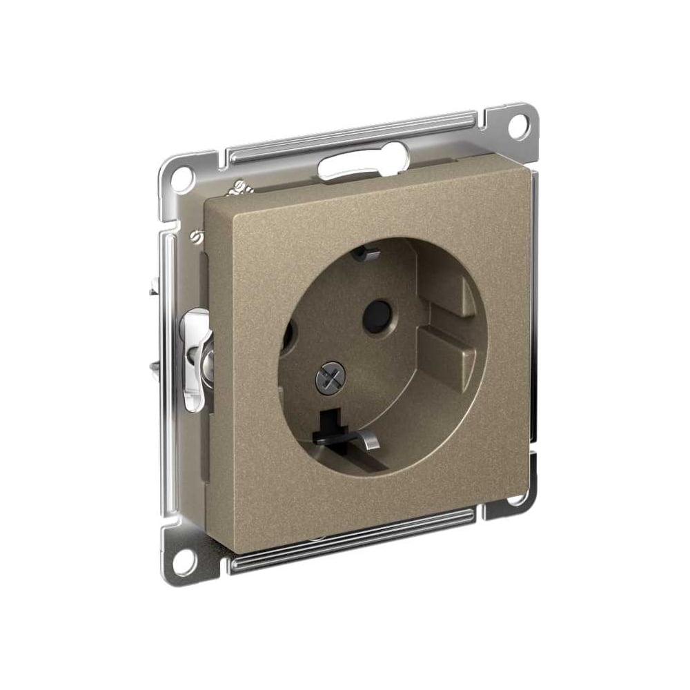 Изображение товара Механизм розетки Systeme Electric ATLAS DESIGN 1-м СП с заземлением, 16А, шампань