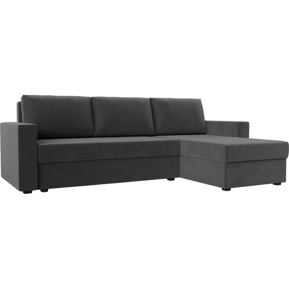 Изображение товара Угловой диван Траумберг Лайт с правым углом современный велюр серый