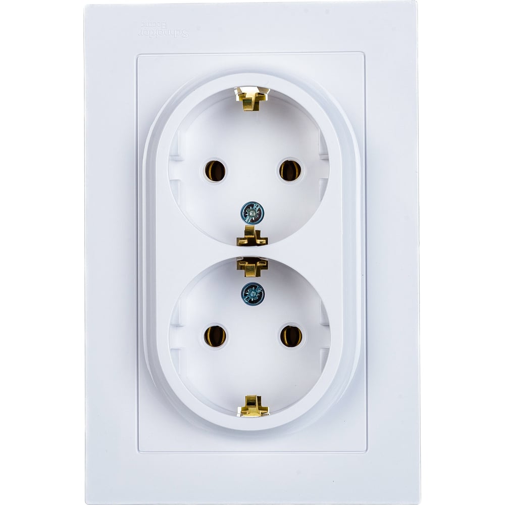 Изображение товара Розетка Systeme Electric 2-м ATLAS DESIGN с заземлением, 16А, в сборе, белая ATN000124 1240135