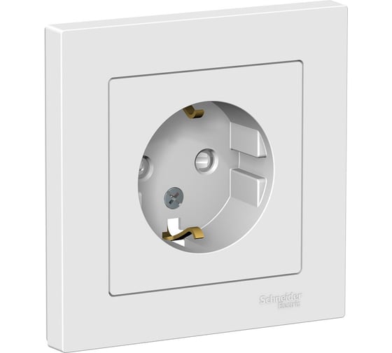 Изображение товара Розетка Systeme Electric (Schneider Electric) ATLAS DESIGN с заземл. защ. шторки 16А в сборе бел. 1240147 ATN000144