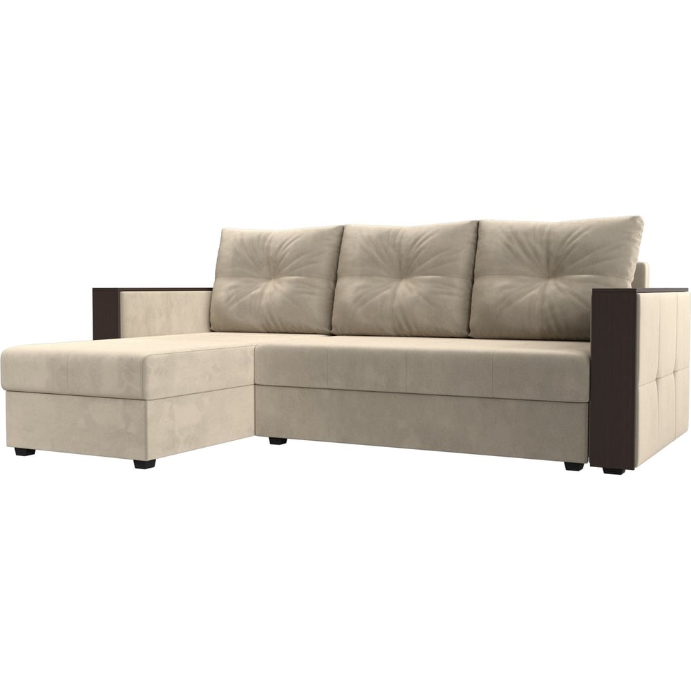 Изображение товара Угловой диван Валенсия Лайт левый угол Лига диванов 117752L бежевый микровельвет