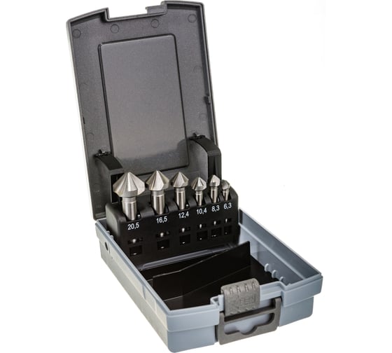 Изображение товара Набор зенковок 90° (6 шт; 6.3, 8.3, 10.4, 12.4, 16.5, 20.5; HSS) Bucovice Tools 741806