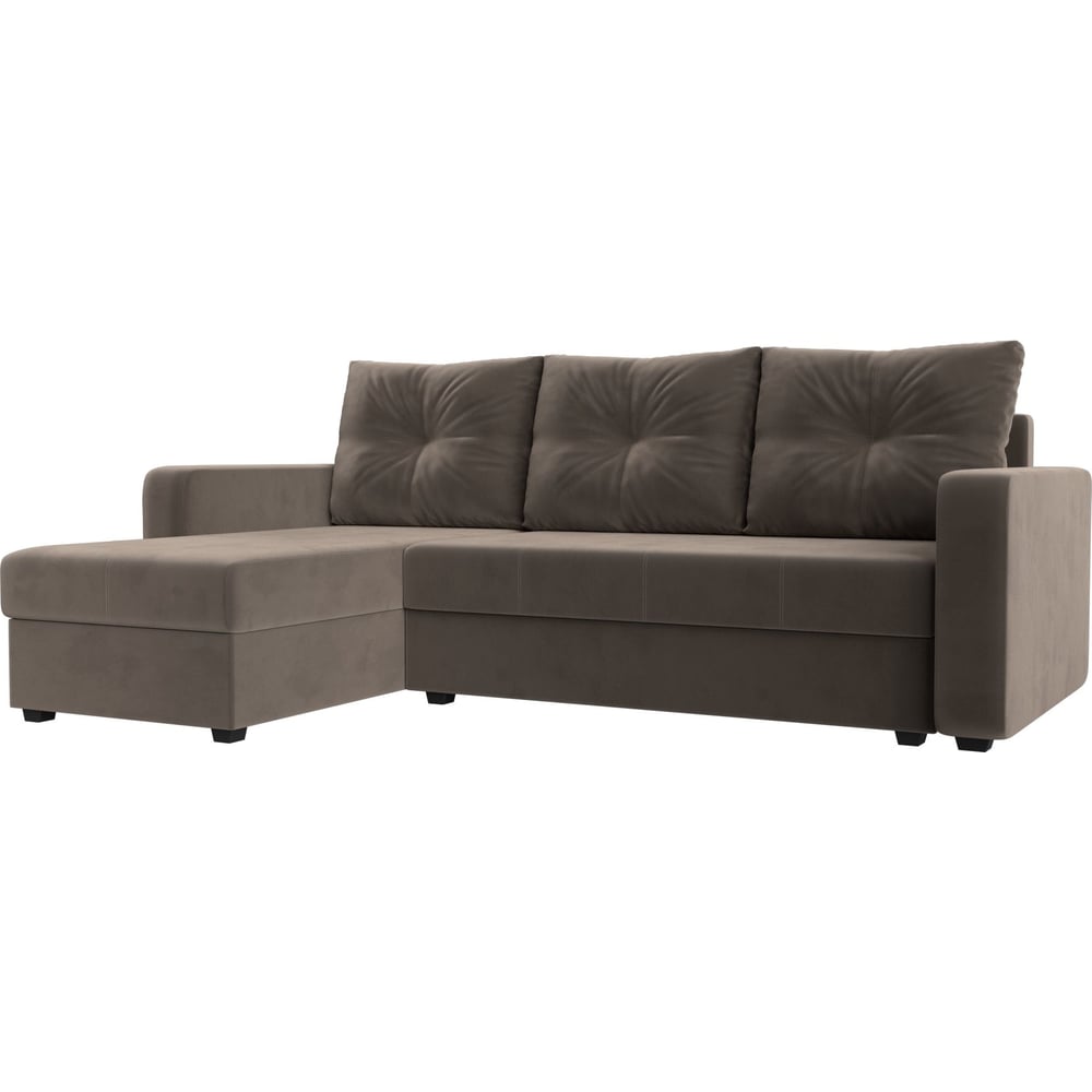 Изображение товара Угловой диван Ливерпуль Лайт левый с механизмом еврокнижка велюр коричневый