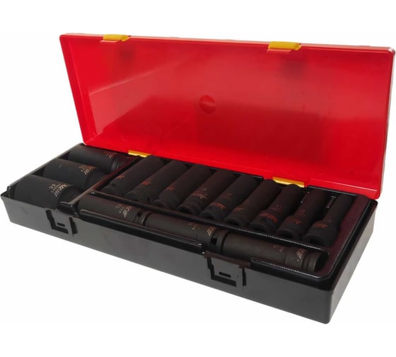 Изображение товара Набор головок торцевых глубоких ударных 12-гранных, 1/2", 10-32 мм, в кейсе 15 шт. JTC-K4153