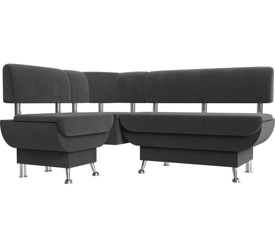 Изображение товара Кухонный угловой диван Альфа левый полностью велюр серый Лига диванов 116696L