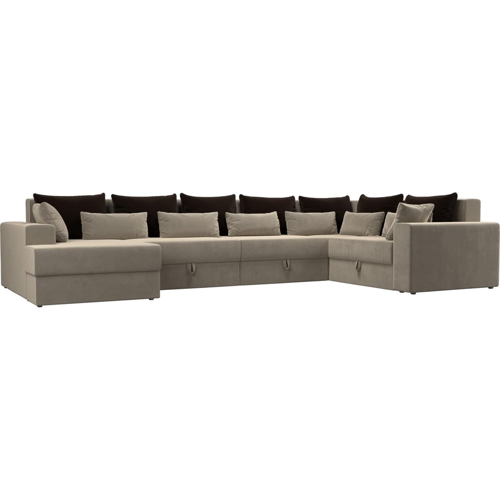 П-образный диван Лига диванов п образный диван майами механизм еврокнижка микровельвет коричневый