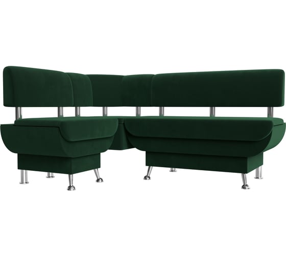 Изображение товара Кухонный угловой диван Альфа левый полностью велюр зеленый Лига диванов 116694L