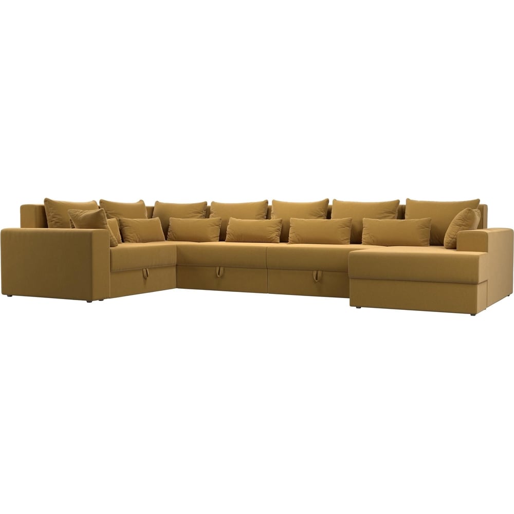 П-образный диван Лига диванов кресло артмебель норден микровельвет желтый