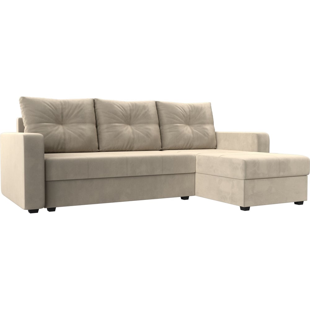 Изображение товара Угловой диван Ливерпуль Лайт правый угол стиль классика бежевый микровельвет