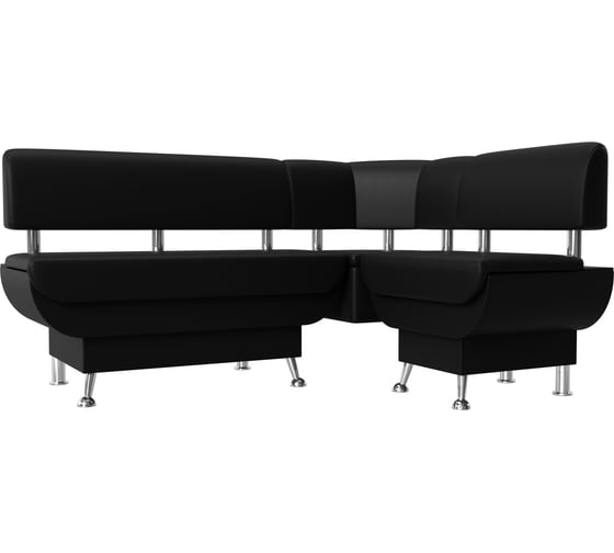 Изображение товара Кухонный угловой диван Альфа правый полностью экокожа черная Лига диванов 116736