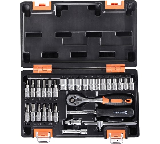 Изображение товара Набор инструментов 1/4 дюйма, CrV, пластиковый кейс 29 предмета Вихрь 73/6/7/1