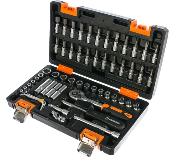 Изображение товара Набор инструментов 1/4 дюйма, CrV, пластиковый кейс 57 предмета Вихрь 73/6/7/2
