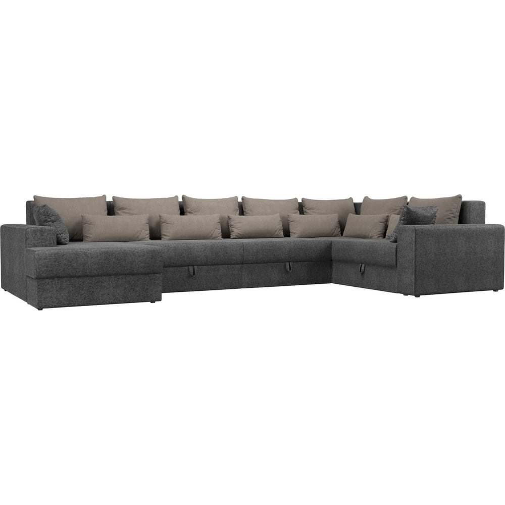 П-образный диван Лига диванов диван еврокнижка лига диванов честер рогожка серый вставка бежевая