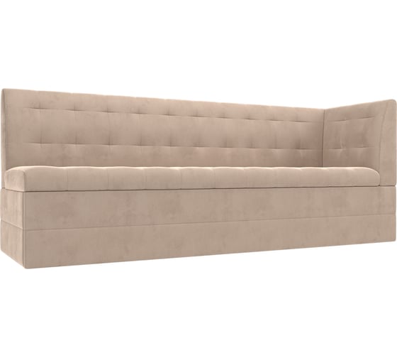 Изображение товара Кухонный диван Бриз с углом полностью велюр бежевый Лига диванов 106969