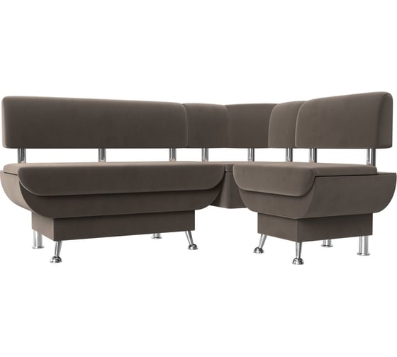 Изображение товара Кухонный угловой диван Альфа правый полностью велюр коричневый Лига диванов 116695