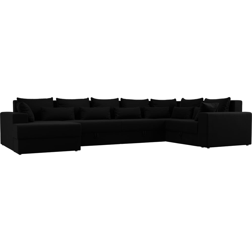 П-образный диван Лига диванов диван еврокнижка артмебель сатурн микровельвет черно фиолетов
