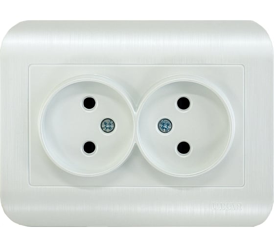 Изображение товара Розетка Luxar deco с/у двойная без з/к белая с рифленой рамкой, 250в 16а (10.035.01) 4606400421092