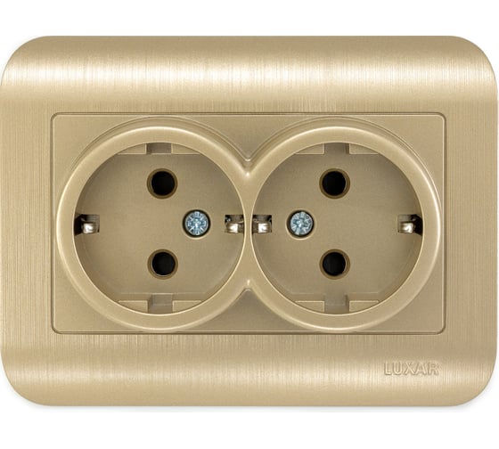 Изображение товара Розетка Luxar Deco с/у двойная с з/к шампань с рифленой рамкой, 250в 16а (10.037.05) 4606400421160