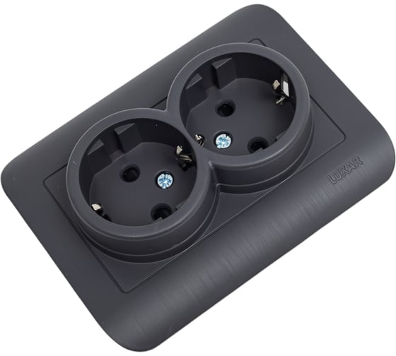 Изображение товара Розетка Luxar deco с/у двойная с з/к венге с рифленой рамкой, 250в 16а (10.037.02) 4606400421122