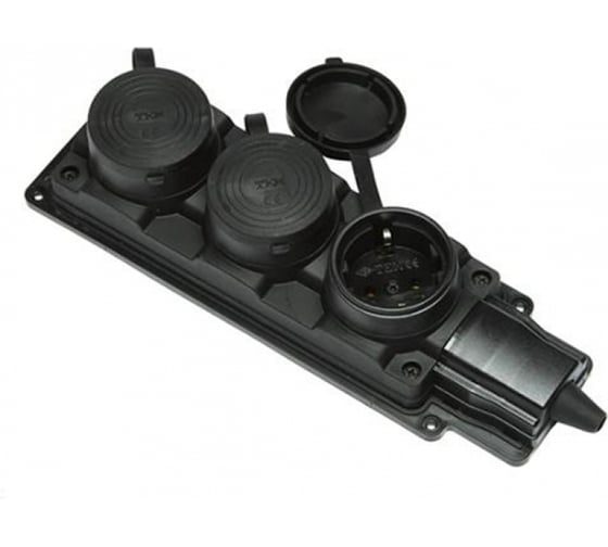 Изображение товара Розетка каучуковая MasterProf штепс. трехместная с заземляющим контактом брызгозащ. ЭТ.130005