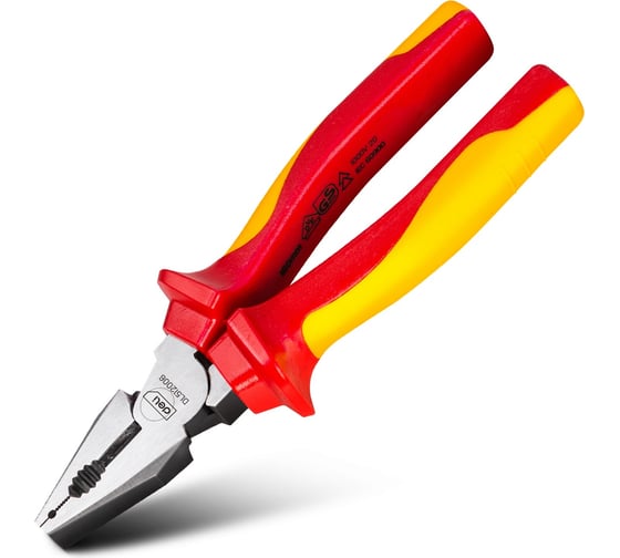 Изображение товара Диэлектрические комбинированные плоскогубцы DELI dl512006 160мм (сертификат vde до 1000в, сталь cr-v, рукоять pp+tpr) 110595