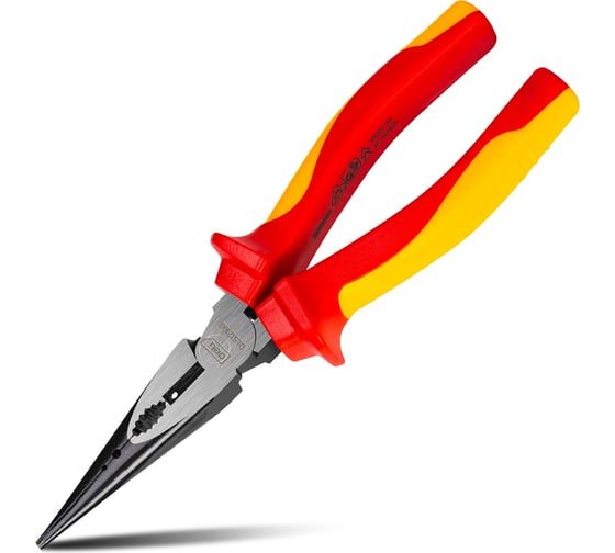 Изображение товара Диэлектрические удлиненные плоскогубцы DELI dl512108 200мм (сертификат vde до 1000в, сталь cr-v, рукоять pp+tpr) 110602