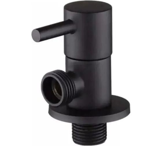 Изображение товара Угловой кран из нержавеющей стали для подключения сантехнических приборов TIM 1/2-1/2, черный(матовый) 773362