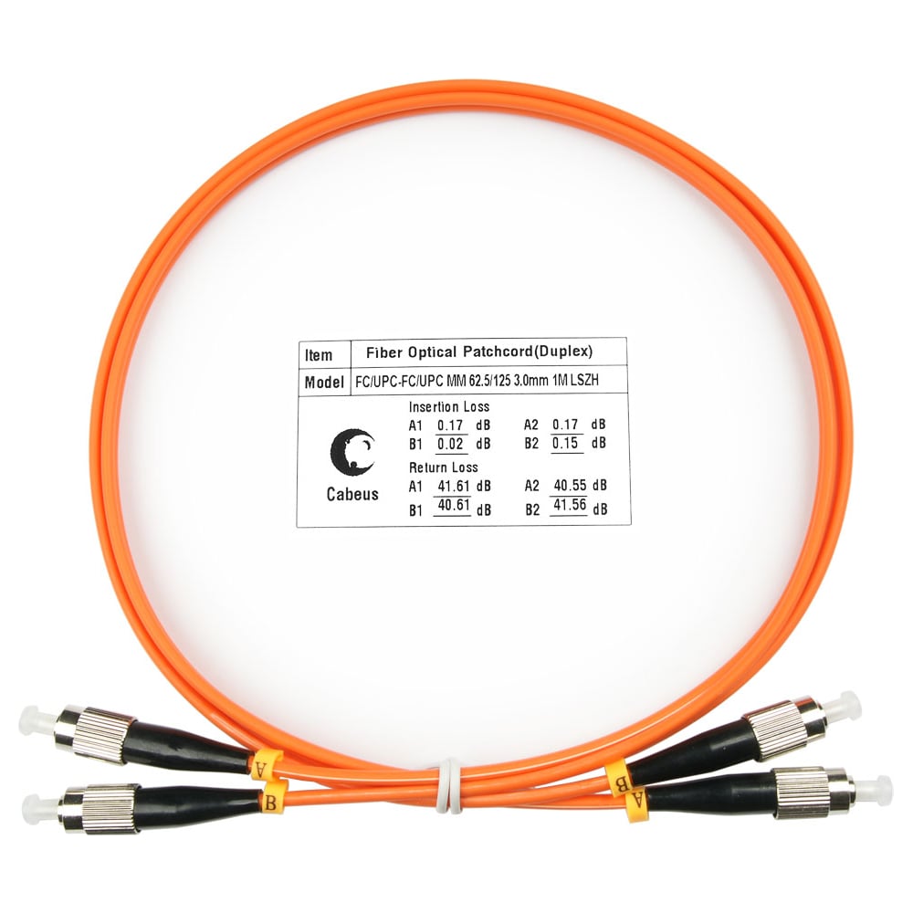 Изображение товара Оптический шнур Cabeus duplex fc-fc 62,5/125 mm 5м lszh