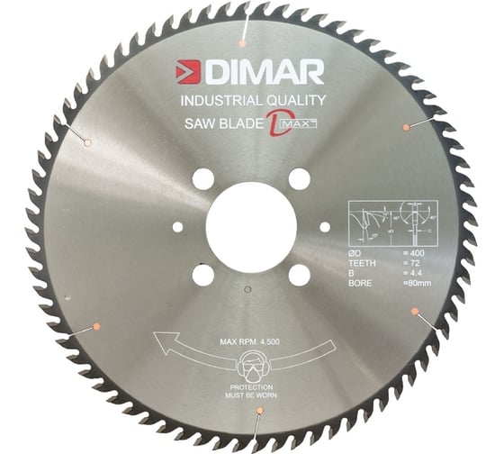 Изображение товара Диск пильный, пильный центр 450x60x4.8 мм, Z72 Dimar 9553170R