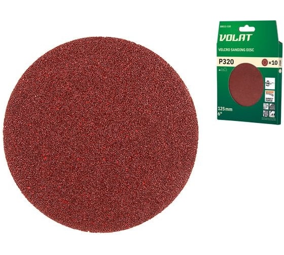 Изображение товара Шлифлист 125мм Р320 для дерева 10 штук ВОЛАТ 80011-320