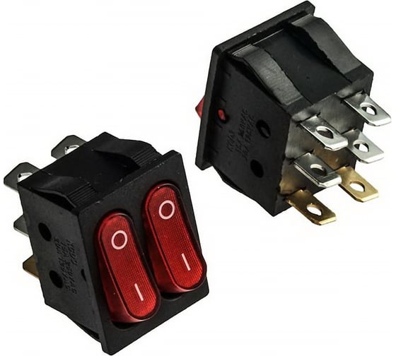 Изображение товара Клавишный переключатель Pro Legend ON-OFF, 2 клавиши красные, 6 контактов, подсветка PL2429