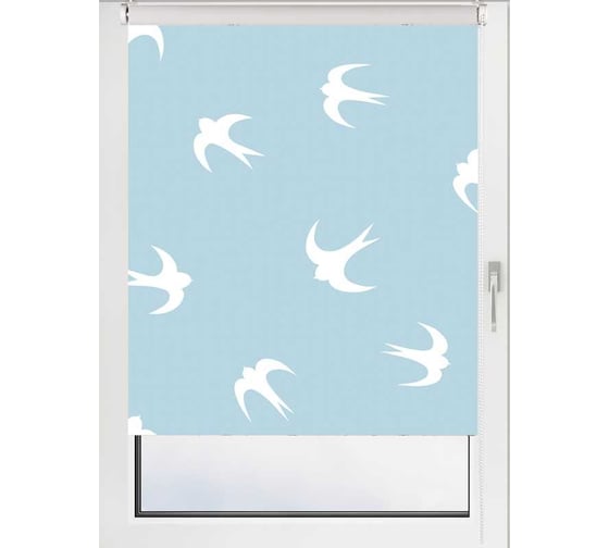 Изображение товара Рулонная штора PRAKTO PRINT Небесные ласточки 70х160 см, голубая 9403217805