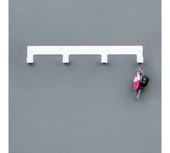 Изображение товара Вешалка на 4 крючка 400x55 мм белая Граф Держалкин GDV-4-б