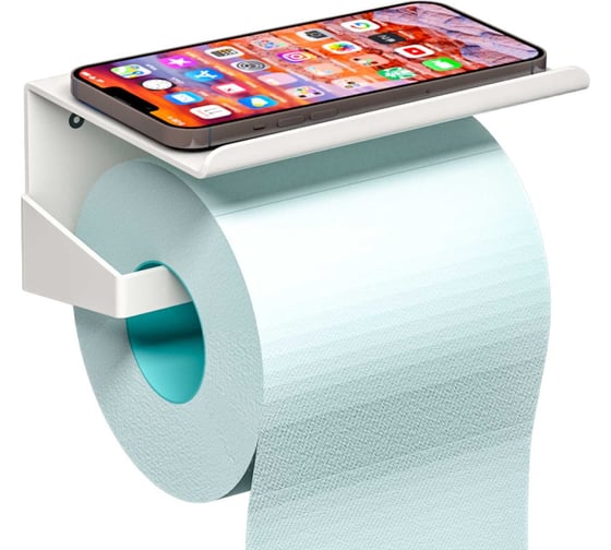 Изображение товара Держатель для туалетной бумаги с полкой Граф Держалкин 160x110x80 мм, белый GDD-001-б