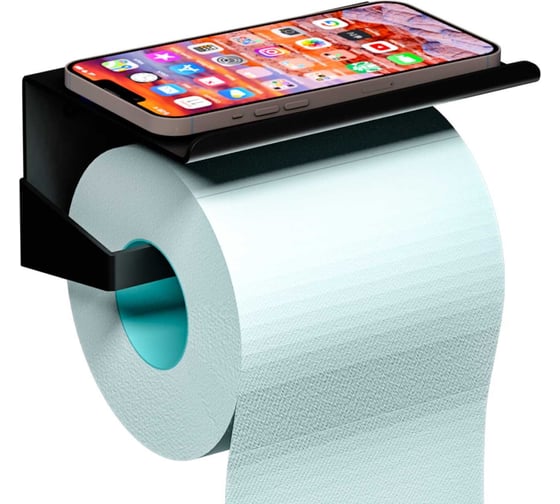 Изображение товара Держатель для туалетной бумаги с полкой Граф Держалкин 160x110x80 мм, черный GDD-001-ч