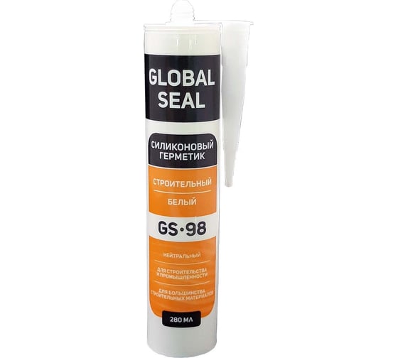 Изображение товара Силиконовый нейтральный герметик GlobalSeal GS-98, белый, 280 мл 3980111