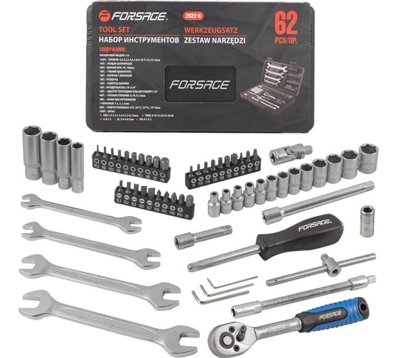 Изображение товара Набор инструментов Forsage 62пр, 1/4" 6гр, F-2622-5(51890)