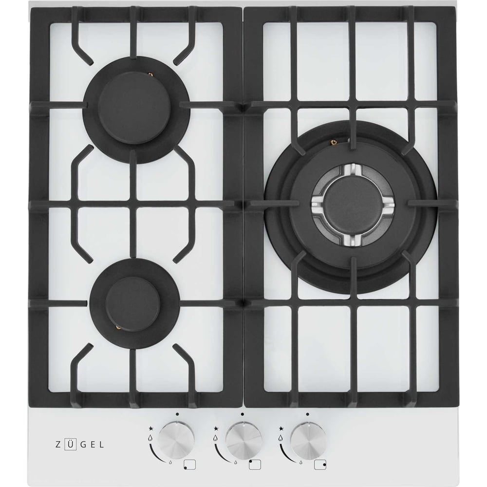 Изображение товара Газовая варочная поверхность ZUGEL ZGH451W с 3 конфорками и электроподжигом