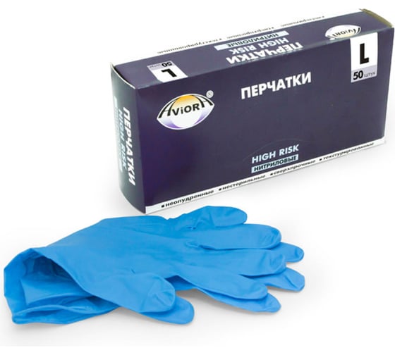 Изображение товара Нитриловые перчатки AVIORA HIGH RISK р.L, 50 шт. 402-663