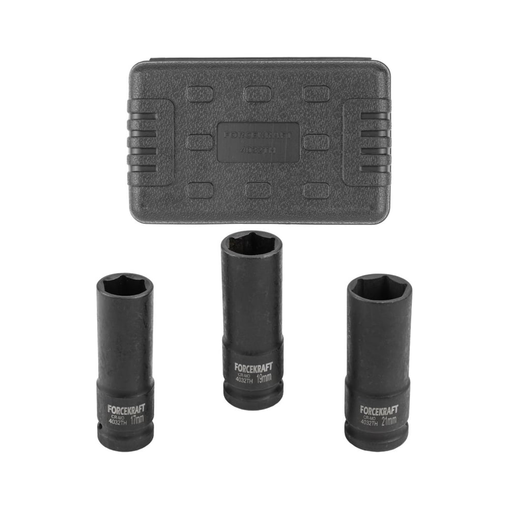 Изображение товара Набор ударных головок тонкостенных 3 предмета 17 19 21 мм Forcekraft fk-4032th