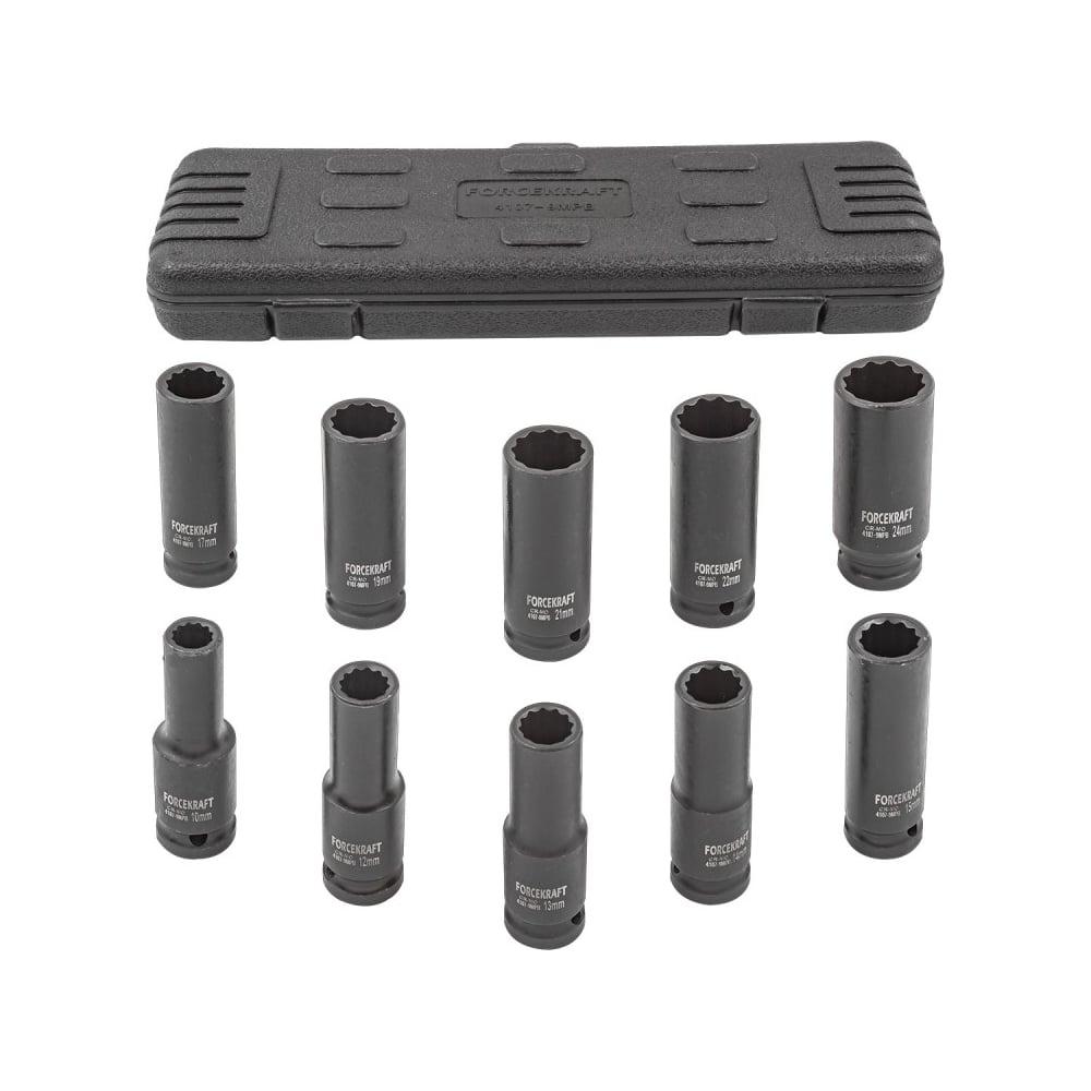 Изображение товара Набор ударных головок с глубокими и стандартными 10 шт 1/2 дюйма CrMo