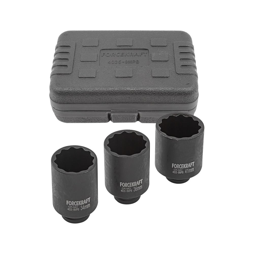 Изображение товара Набор ударных глубоких головок Forcekraft FK-4035-9MPB 3 шт. 1/2 дюйм