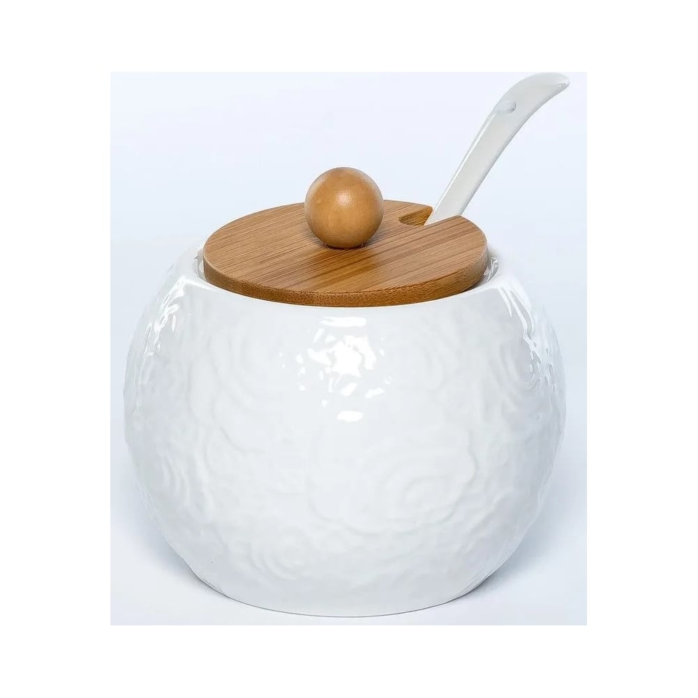 Изображение товара Сахарница Balsford РОЗА 400 мл с ложкой белая декоративная