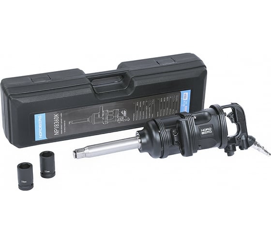 Изображение товара Ударный пневмогайковерт NORDBERG 1, 3600Нм, в кейсе с головками 32 и 33 мм NP18360K