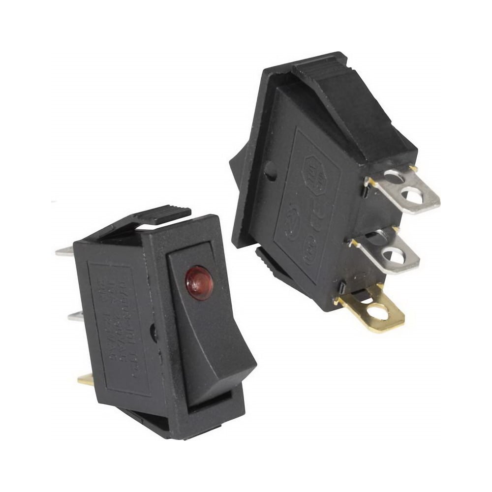 Изображение товара Клавишный переключатель ON-OFF с подсветкой 3 контакта PL2417 черный