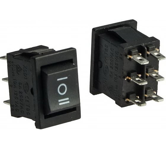 Изображение товара Клавишный переключатель Pro Legend ON-OFF-ON, 6 контактов, черный PL2415