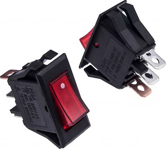 Изображение товара Клавишный переключатель Pro Legend ON-OFF, 3 контакта, красная кнопка, подсветка PL2419