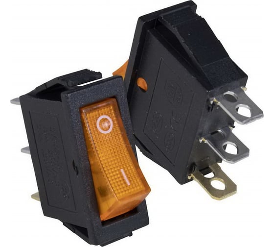 Изображение товара Клавишный переключатель Pro Legend ON-OFF, 3 контакта, желтая кнопка, подсветка PL2421