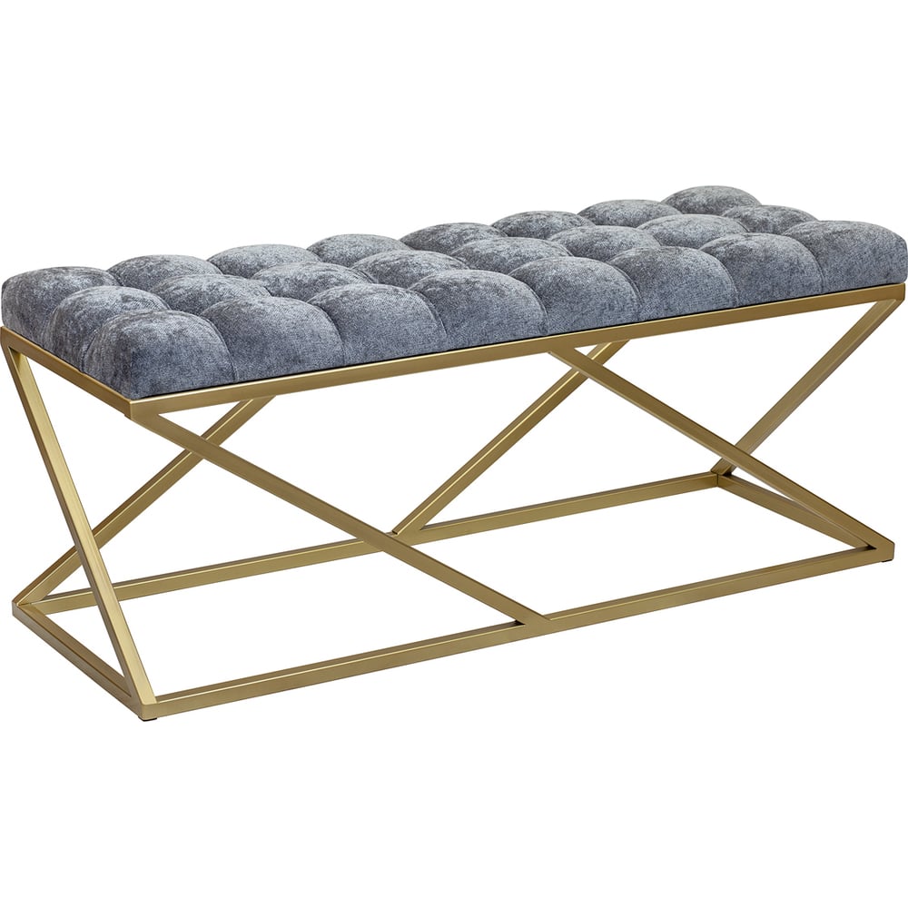 Изображение товара Банкетка GreenWeen ZUMA с золотым каркасом и сидением Steel Grey