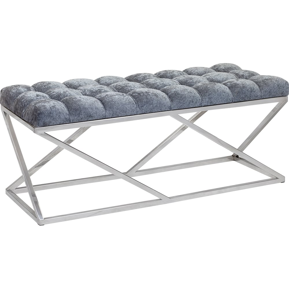 Изображение товара Банкетка GreenWeen ZUMA из нержавеющей стали и микрошенилла серого цвета